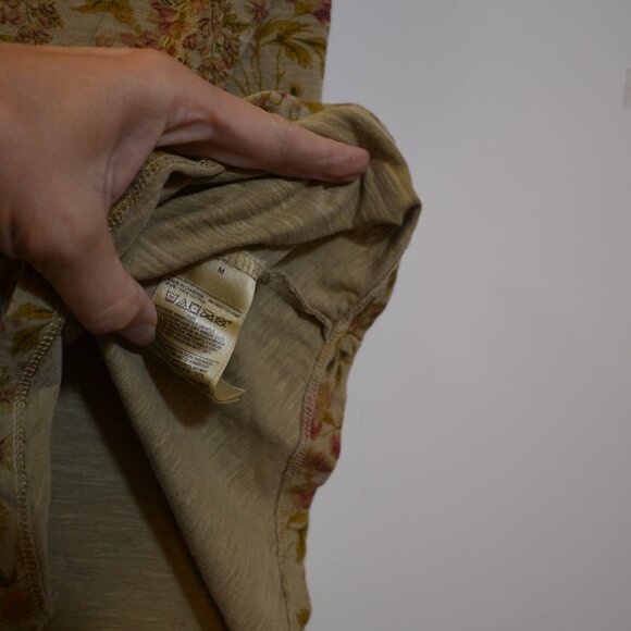 OLD NAVY Everywear Short Sleeves 100%Cotton Tan Colorful Floral Ladies Blouse M - Picture 6 of 6